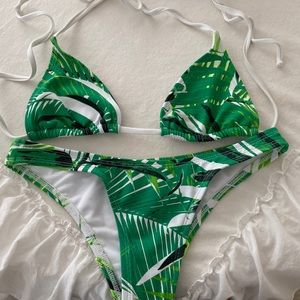 Palm print tie bikini